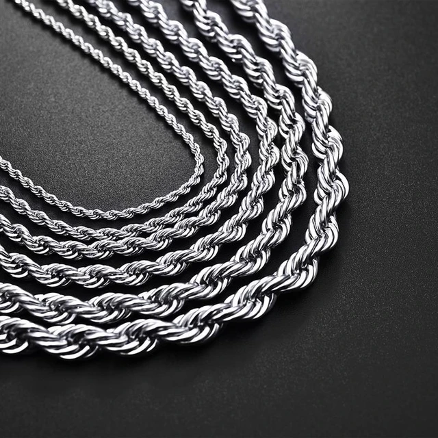 silver rope chain mens