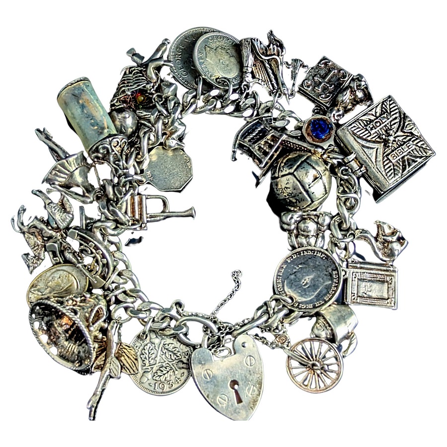 Sterling silver charm bracelet